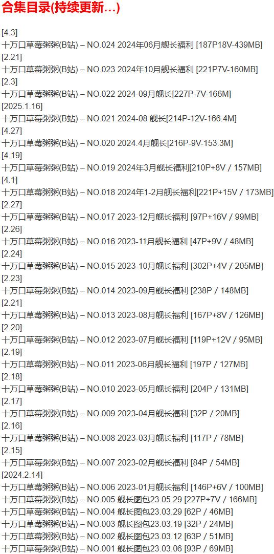 十万口草莓粥粥 – 舰长写真&视频合集【持续更新中】